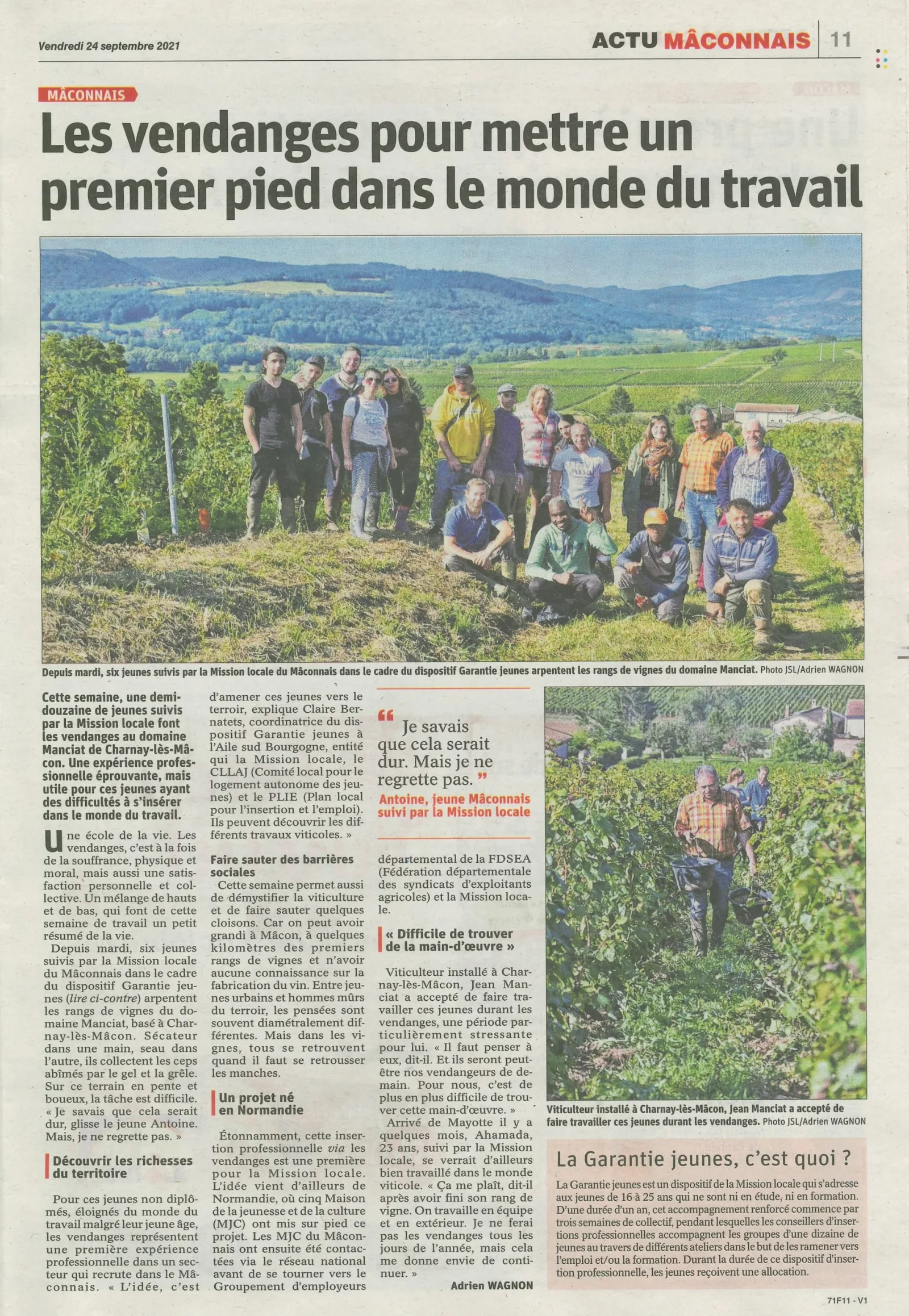 Les bénéficiaires Garantie Jeunes en vendanges!